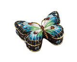 Handmade Butterfly Trinket Box. Made with Austrian Crystals & Enamel