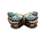 Handmade Butterfly Trinket Box. Made with Austrian Crystals & Enamel