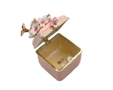 Jeweled Floral Trinket Box. Hand Crafted Square Shape with Enamel & Austrian Crystals