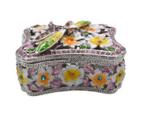 Floral Dragonfly Trinket Box. Very Detailed made with Austrian Crystals & Enamel