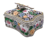 Big Butterfly Trinket Box with Butterfly as Broach. Made with Austrian Crystals & Enamel
