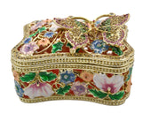 Big Butterfly Trinket Box with Butterfly as Broach. Made with Austrian Crystals & Enamel