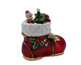 Christmas Boot Box with Enamel & Gold Plating with Austrian Crystals