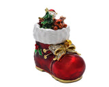 Christmas Boot Box with Enamel & Gold Plating with Austrian Crystals