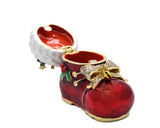 Christmas Boot Box with Enamel & Gold Plating with Austrian Crystals