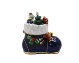 Christmas Boot Box with Enamel & Gold Plating with Austrian Crystals