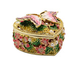 Jeweled Butterfly on Floral Trinket Box Made with Austrian Crystals & Colorful Enamel with Faux Pearls