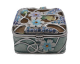 Floral Trinket Box Square Shape. Hand Crafted with Beautiful Floral Design with Austrian Crystals & Enamel