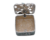 Floral Trinket Box Square Shape. Hand Crafted with Beautiful Floral Design with Austrian Crystals & Enamel
