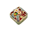 Floral Trinket Box Square Shape. Hand Crafted with Beautiful Floral Design with Austrian Crystals & Enamel