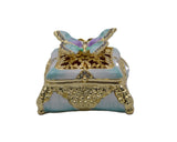 Decorative Trinket Box with Butterfly as Broach. Unique Design with Austrian Crystals & Enamel