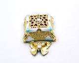 Decorative Trinket Box with Butterfly as Broach. Unique Design with Austrian Crystals & Enamel