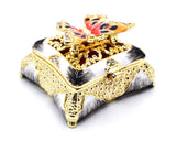 Decorative Trinket Box with Butterfly as Broach. Unique Design with Austrian Crystals & Enamel