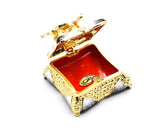 Decorative Trinket Box with Butterfly as Broach. Unique Design with Austrian Crystals & Enamel