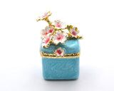Square Floral Trinket Box. Hand Detailed with Austrian Crystals & Enamel