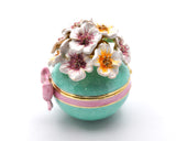 Decorative Flower Trinket Box. Hand Crafted with Austrian Crystals & Enamel with Lots of Details