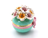 Decorative Flower Trinket Box. Hand Crafted with Austrian Crystals & Enamel with Lots of Details