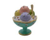 Bejeweled Ice Cream Cup Trinket Box. Hand Detailed with Austrian Crystals & Blue Enamel