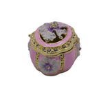 Decorative Oval Floral Trinket Box. Hand Painted Enamel with Austrian Crystals.