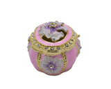 Decorative Oval Floral Trinket Box. Hand Painted Enamel with Austrian Crystals.