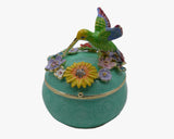 Hummingbird Trinket Box with Flowers. Beautifully Made with Austrian Crystals & Enamel