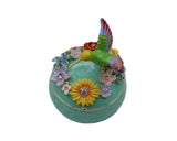 Hummingbird Trinket Box with Flowers. Beautifully Made with Austrian Crystals & Enamel
