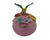 Hummingbird Trinket Box with Flowers. Beautifully Made with Austrian Crystals & Enamel