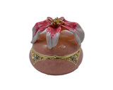 Big Round Floral Trinket Box Made with Austrian Crystals & Enamel with Gold Plating