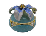 Big Round Floral Trinket Box Made with Austrian Crystals & Enamel with Gold Plating