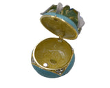 Big Round Floral Trinket Box Made with Austrian Crystals & Enamel with Gold Plating