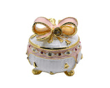 Handmade Pink Bow on Trinket Box. Made With Austrian Crystals & Enamel Gold Plated