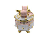 Handmade Pink Bow on Trinket Box. Made With Austrian Crystals & Enamel Gold Plated