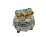 Handmade Pink Bow on Trinket Box. Made With Austrian Crystals & Enamel Gold Plated
