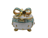Handmade Pink Bow on Trinket Box. Made With Austrian Crystals & Enamel Gold Plated