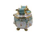 Handmade Pink Bow on Trinket Box. Made With Austrian Crystals & Enamel Gold Plated
