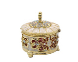Round Shape Decorative Trinket Box with Butterfly. Hand Set Austrian Crystals & Enamel
