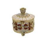 Round Shape Decorative Trinket Box with Butterfly. Hand Set Austrian Crystals & Enamel