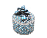 Big Oval Shape Trinket Box with Rose Flower. Beautifully Made by Hand with Austrian Crystals & Enamel