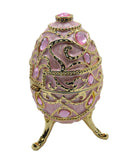 Jeweled Decorative Egg Trinket Box. Made with Enamel & Austrian Crystals Gold Plated