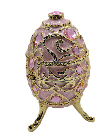 Jeweled Decorative Egg Trinket Box. Made with Enamel & Austrian Crystals Gold Plated