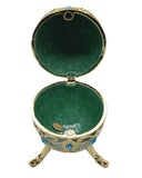 Jeweled Decorative Egg Trinket Box. Made with Enamel & Austrian Crystals Gold Plated