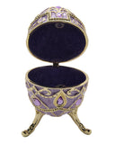 Jeweled Decorative Egg Trinket Box. Made with Enamel & Austrian Crystals Gold Plated