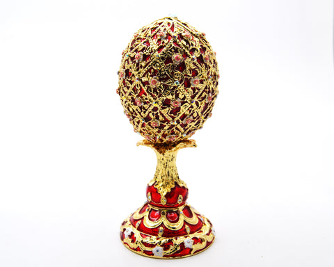 Bejeweled Floral Egg Trinket Box. Hand Detailed with Austrian Crystals & Enamel