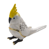 Jeweled Cockatoo Bird Trinket Box Made with Austrian Crystals Enamel
