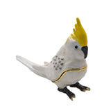 Jeweled Cockatoo Bird Trinket Box Made with Austrian Crystals Enamel