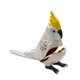 Jeweled Cockatoo Bird Trinket Box Made with Austrian Crystals Enamel