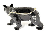 Black Bear Trinket Box. Hand Detailed with Austrian Crystals & Enamel