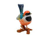 Jeweled Colorful Sparrow on Branch Trinket Box with Austrian Crystals Enamel