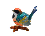 Jeweled Colorful Sparrow on Branch Trinket Box with Austrian Crystals Enamel