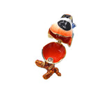 Jeweled Colorful Sparrow on Branch Trinket Box with Austrian Crystals Enamel